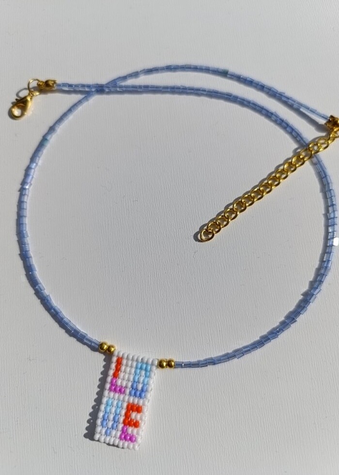 Love yazılı boncuk kolye  - Görsel 5