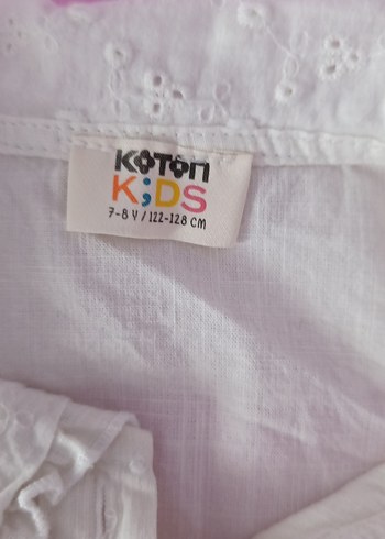 Kız Çocuk Beyaz Keten Kısa Kollu Gömlek - Görsel 2