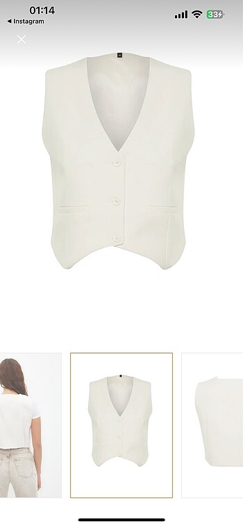 Trendyol & Milla Ekru regular Crop dokuma Yelek