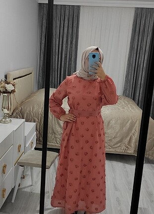 m Beden pembe Renk Pembe tesettür elbise