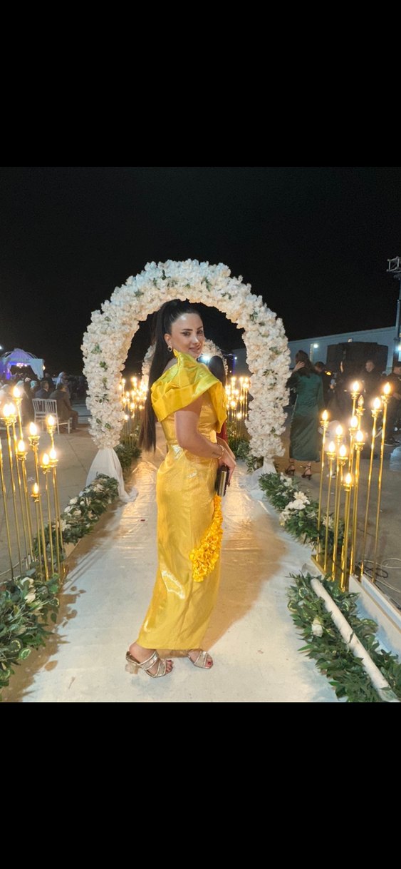 Sarı Drapeli Straplez Uzun Kadın Abiye - Görsel 5