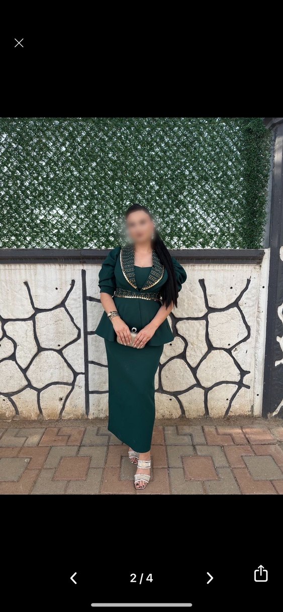 Odrella taşlı abiye yeşil - Görsel 2