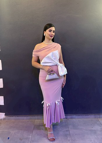 Pudra Pileli Uzun Abiye Elbise - Görsel 2