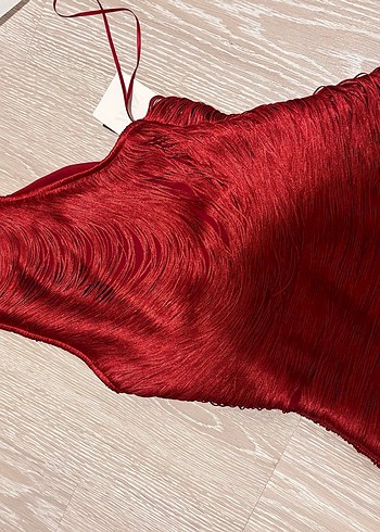 Halter yaka püsküllü kısa elbise - Görsel 3