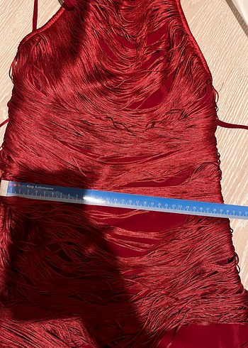 Halter yaka püsküllü kısa elbise - Görsel 11