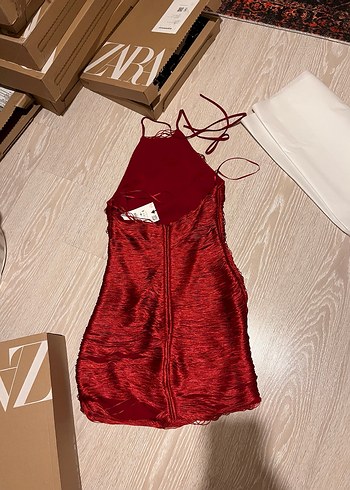 Halter yaka püsküllü kısa elbise - Görsel 7