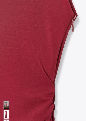 Zara Bordo Drapeli Uzun Kadın Elbise - Görsel 5