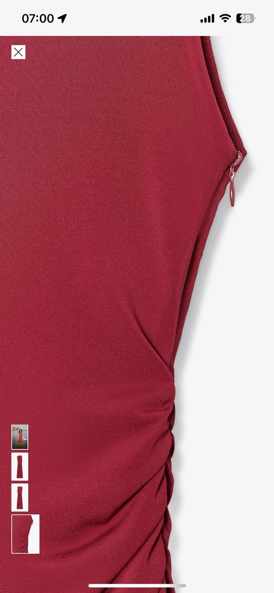 Zara Bordo Drapeli Uzun Kadın Elbise - Görsel 5