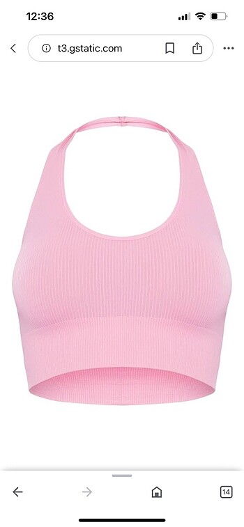 m Beden pembe Renk Prettylittlething pembe boyundan crop