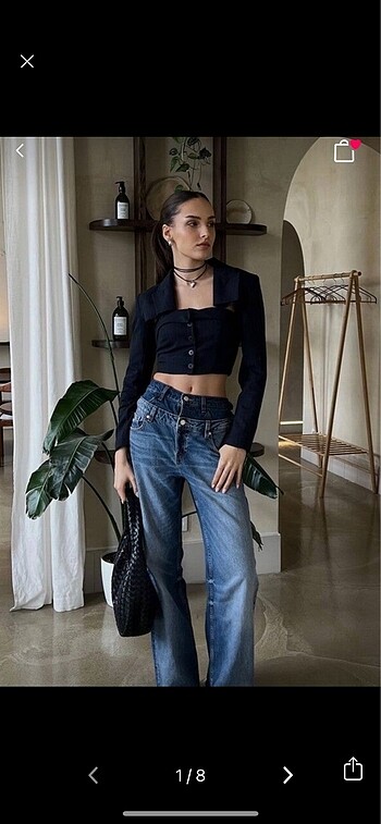 Bershka ince çizgili iki parçalı blazer
