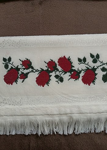 Nakışlı Beyaz Renkli Havlu - Görsel 3