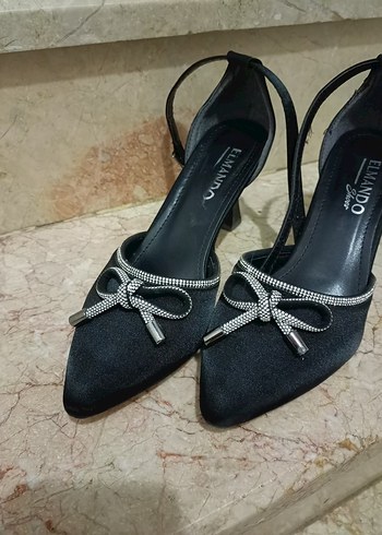 Siyah Parlak Stiletto Topuklu Kadın Abiye Ayakkabı - Görsel 2