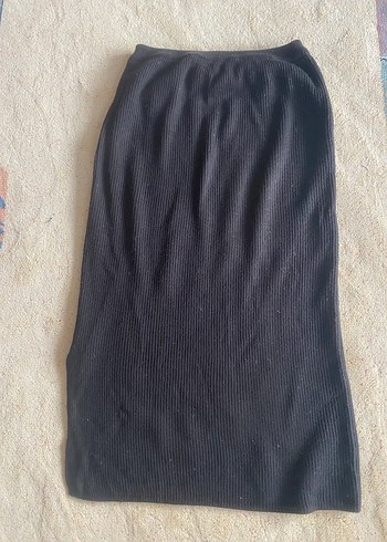 Siyah Triko Midi Kadın Etek