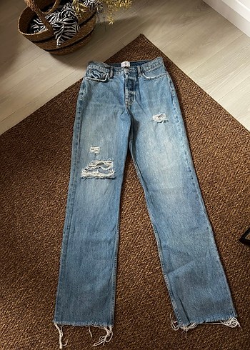 Kadın Bol Kesim Midi Boy Kot Pantolon - Görsel 4