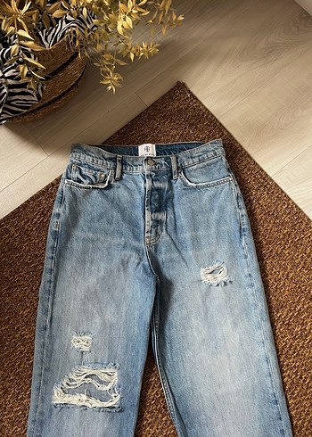 Kadın Bol Kesim Midi Boy Kot Pantolon - Görsel 5