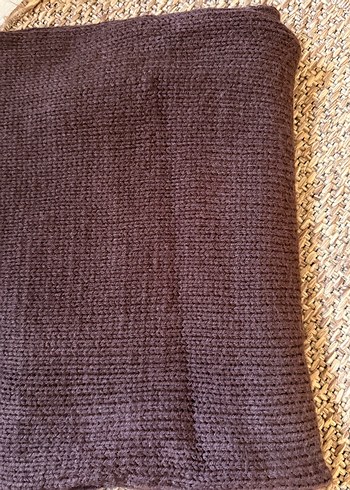 Koyu Kahverengi Örgü Kadın Şal - Görsel 5