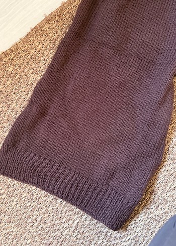 Koyu Kahverengi Örgü Kadın Şal - Görsel 3