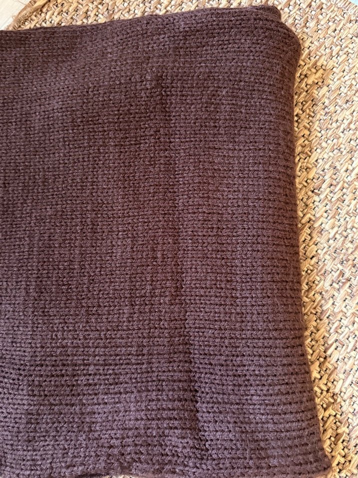 Koyu Kahverengi Örgü Kadın Şal - Görsel 5