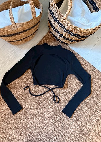 Siyah Kadın Boğazlı İnce Triko Kazak - Görsel 4