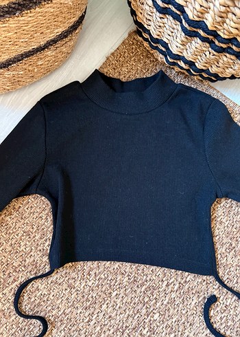 Siyah Kadın Boğazlı İnce Triko Kazak - Görsel 2