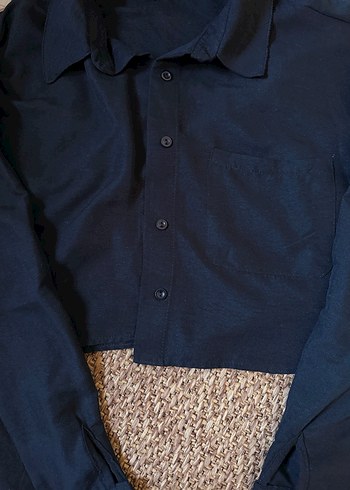 Siyah Düğmeli Uzun Kollu Keten Gömlek - Görsel 3