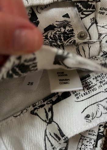 Baskılı Beyaz Kadın Midi Jean - Görsel 7