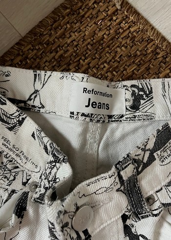 Baskılı Beyaz Kadın Midi Jean - Görsel 6