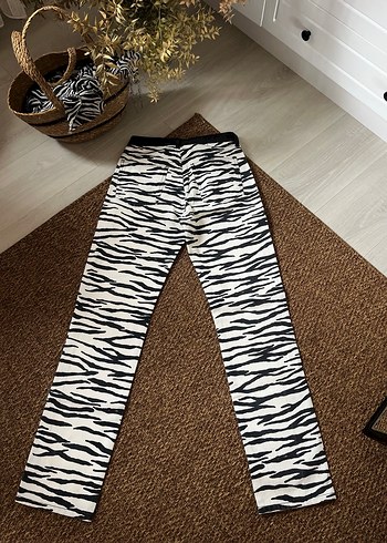 Baskılı Beyaz Kadın Midi Jean - Görsel 2