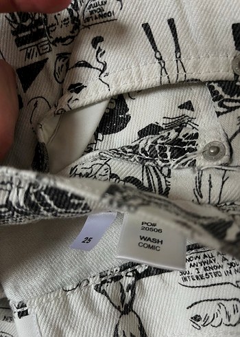 Baskılı Beyaz Kadın Midi Jean - Görsel 5