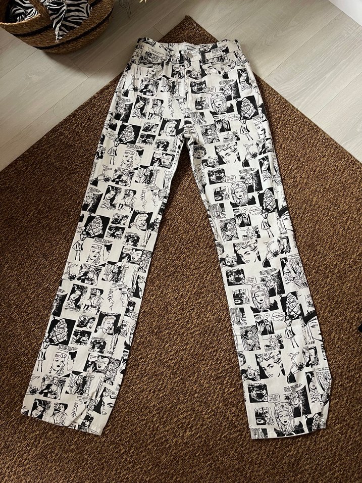 Baskılı Beyaz Kadın Midi Jean - Görsel 3