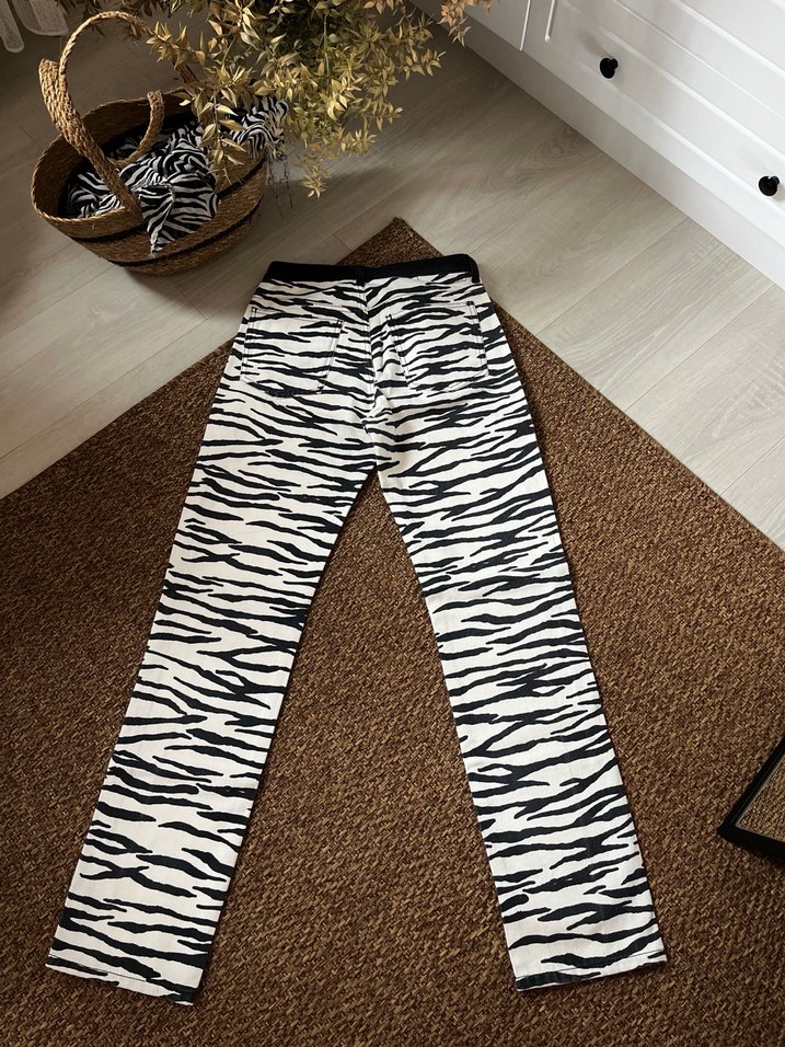 Baskılı Beyaz Kadın Midi Jean - Görsel 2