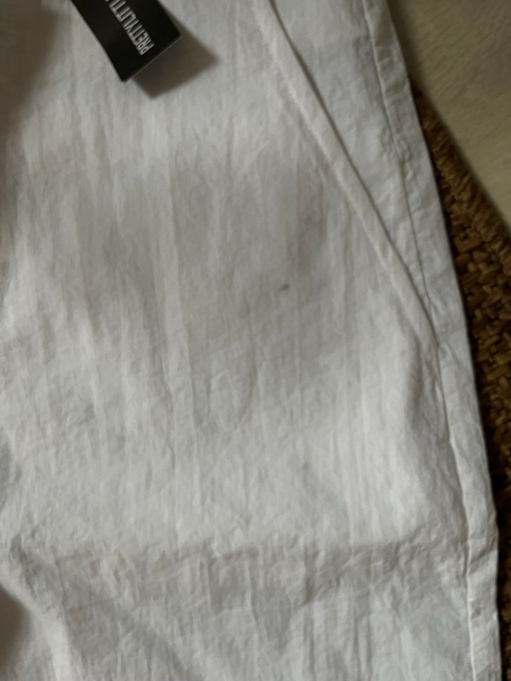 Beyaz Keten Salaş Midi Kadın Pantolon - Görsel 5