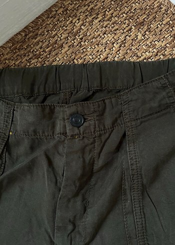 Kadın Kahverengi Keten Kemerli Midi Pantolon - Görsel 4