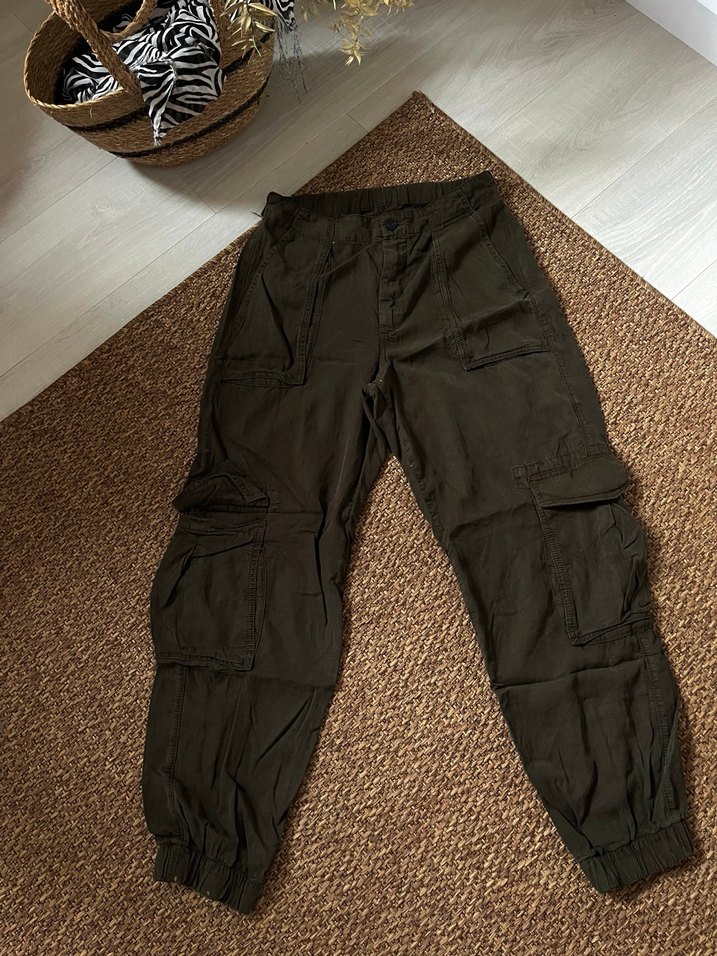 Kadın Kahverengi Keten Kemerli Midi Pantolon - Görsel 2