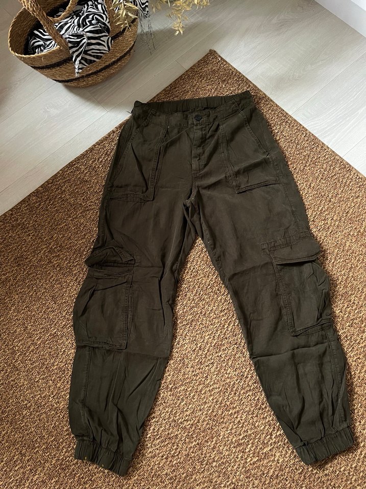 Kadın Kahverengi Keten Kemerli Midi Pantolon - Görsel 3