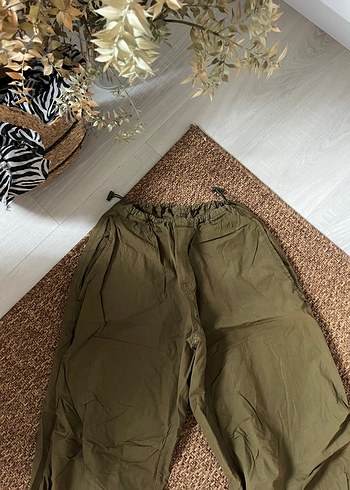 Kahverengi Kemerli Bol Kesim Keten Kadın Pantolon - Görsel 2