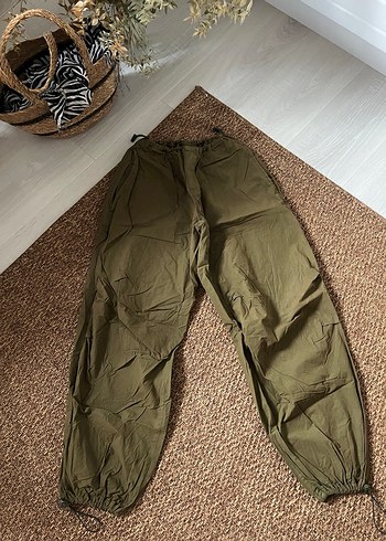 Kahverengi Kemerli Bol Kesim Keten Kadın Pantolon - Görsel 5