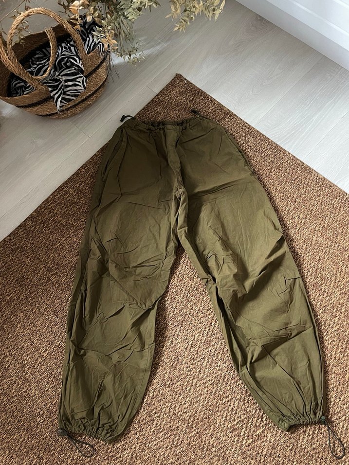 Kahverengi Kemerli Bol Kesim Keten Kadın Pantolon - Görsel 5