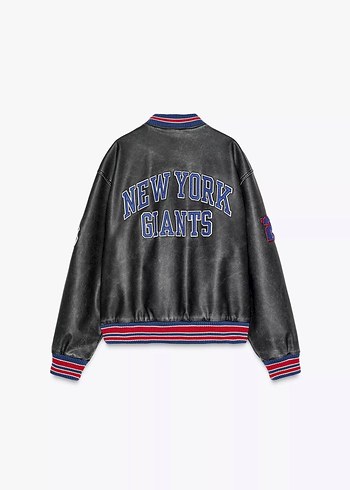 Siyah Kadın Deri Spor Ceket - Görsel 8