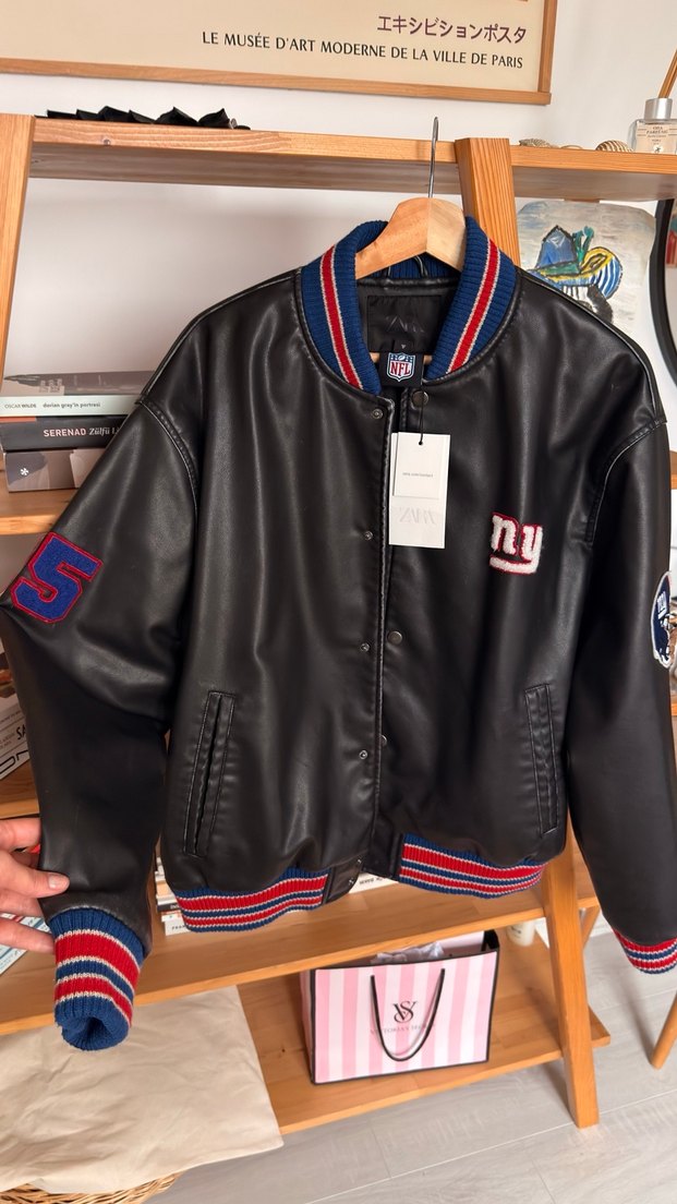 Siyah Kadın Deri Spor Ceket - Görsel 4