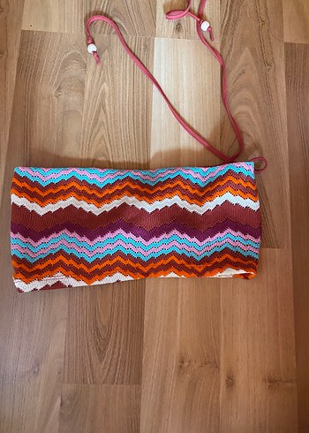 Koton Renkli Bohem Straplez Mini crop