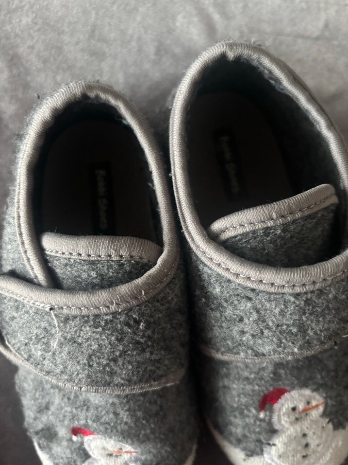 Gri Erkek Çocuk kardan adamlı panduf ayakkabı yeni yıl - Görsel 3