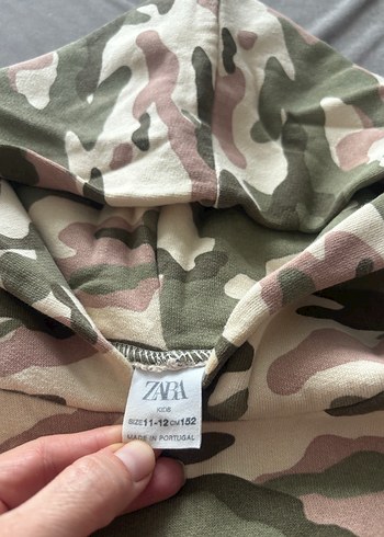 Zara Kamuflaj Desenli Kapüşonlu Kız çocuk Sweatshirt - Görsel 4