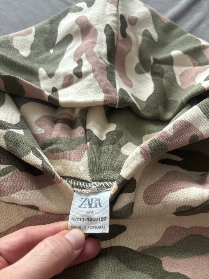 Zara Kamuflaj Desenli Kapüşonlu Kız çocuk Sweatshirt - Görsel 4