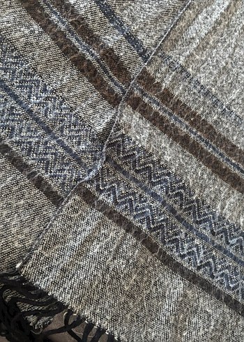 Erkek Bohem Uzun yün Gri Atkı - Görsel 2