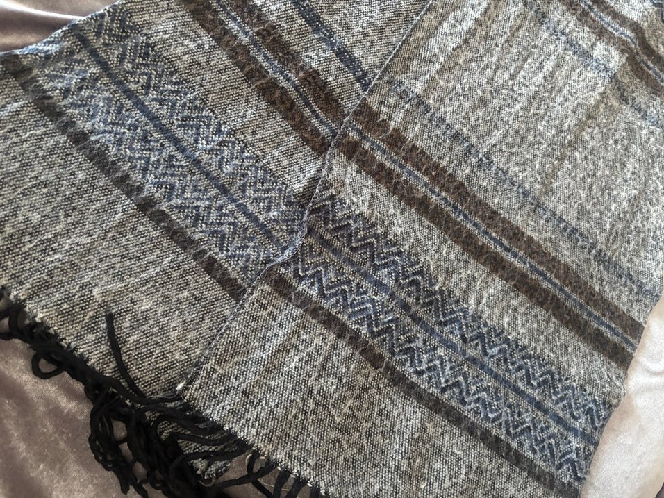 Erkek Bohem Uzun yün Gri Atkı - Görsel 2