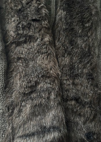 Kürk Detaylı kahve Kadın Triko Ceket - Görsel 3