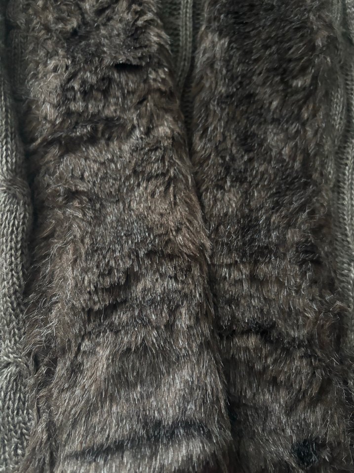 Kürk Detaylı kahve Kadın Triko Ceket - Görsel 3