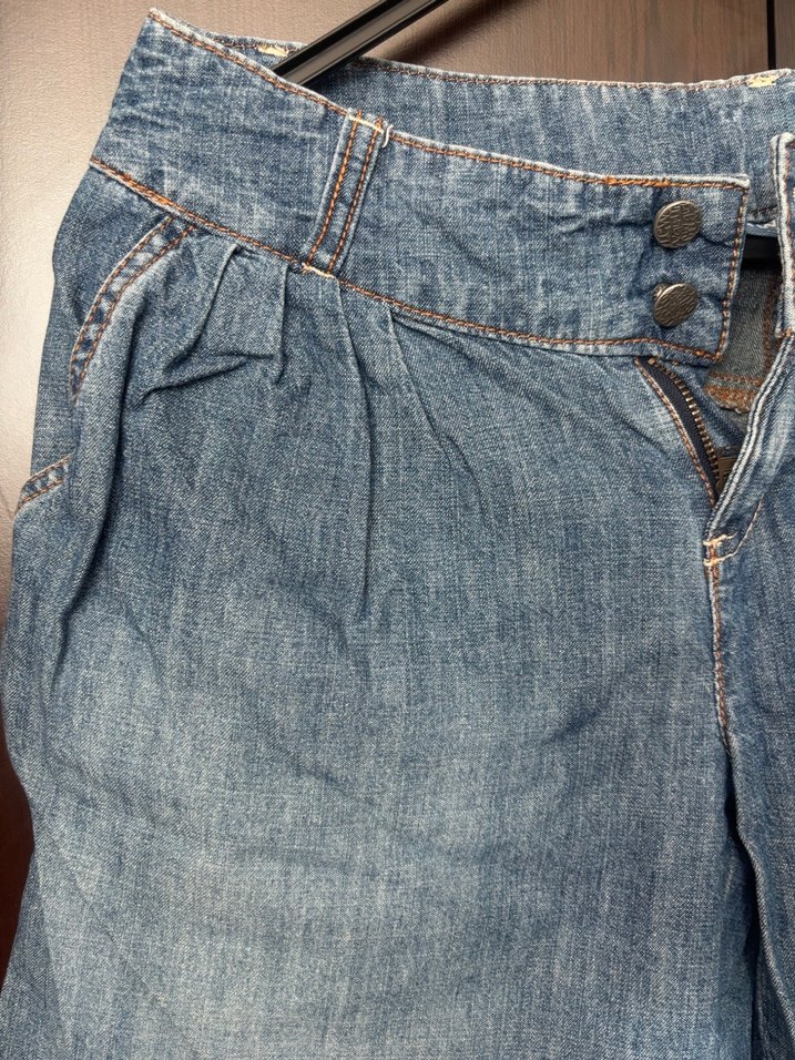 Kadın Mavi Kot Şort Bel Detaylı - Görsel 4