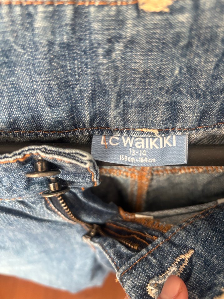 Kadın Mavi Kot Şort Bel Detaylı - Görsel 5